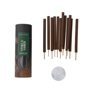 12 Piece All Natural Vanilla Amber Incense Sticks in Tube with Incense Holder