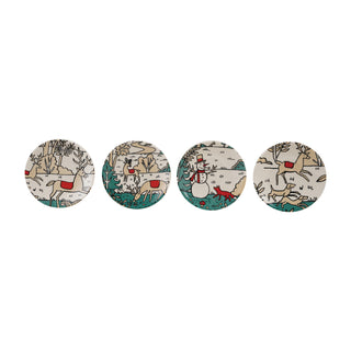 Stoneware Dish with Winter Scene & Reindeer - Choose Style