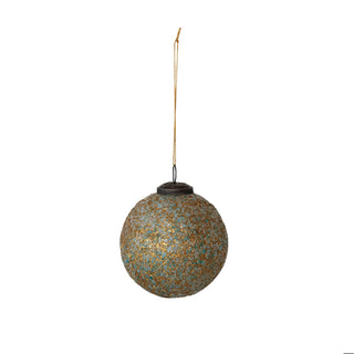 Gold Finish & Teal Glass Ball Ornament with Mica Flakes - Choose Size