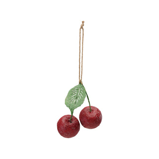 Handmade Paper Mache Cherries Ornament - Choose Size