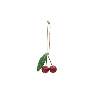 Handmade Paper Mache Cherries Ornament - Choose Size