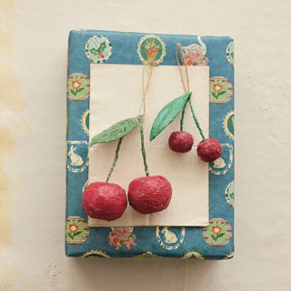 Handmade Paper Mache Cherries Ornament - Choose Size