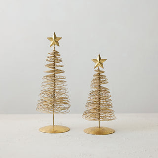 Gold Finish Wire Christmas Tree with Star Topper - Choose Size