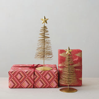 Gold Finish Wire Christmas Tree with Star Topper - Choose Size
