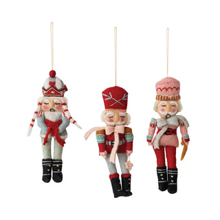 Handmade Wool Felt Nutcracker Ornament with Embroidery & Beads - Choose Style
