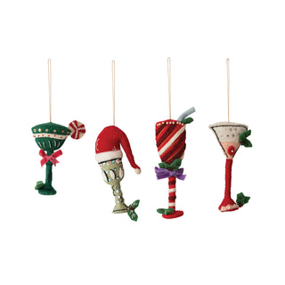 Handmade Felt Holiday Cocktail Ornament - Choose Style
