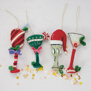 Handmade Felt Holiday Cocktail Ornament - Choose Style