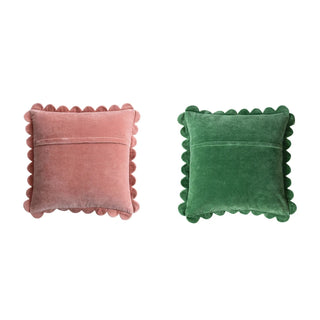 20" Scalloped Cotton & Linen Holiday Pillow - Choose Color