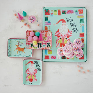 Festive Enameled Iron Tray with Santa
