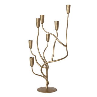 Antique Gold Finish Hand-Forged Iron Candelabra
