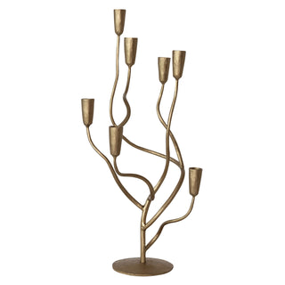 Antique Gold Finish Hand-Forged Iron Candelabra