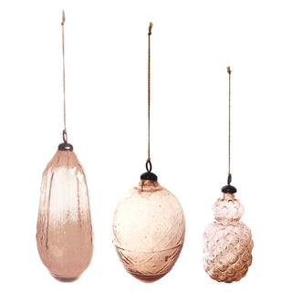 Hand-Blown Blush Glass Ornament - Choose Style