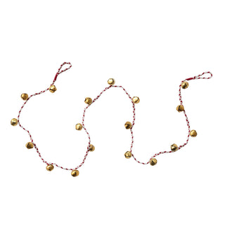 Metal Jingle Bell Garland with Red & White Braided Cord