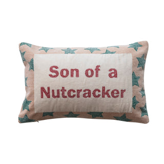Son Of A Nutcracker Cotton & Velvet Embroidered Lumbar Pillow