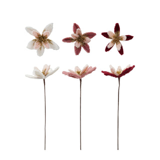 Faux Fur Poinsettia Stem - Choose Color