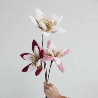 Faux Fur Poinsettia Stem - Choose Color