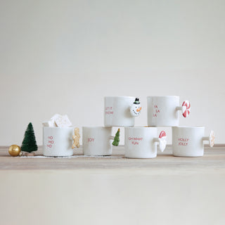 Hand-Painted Holiday Stoneware Mug - Choose Style