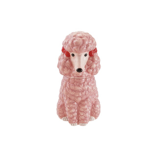 Ceramic Pink Poodle Shaped Cookie Jar with Bows