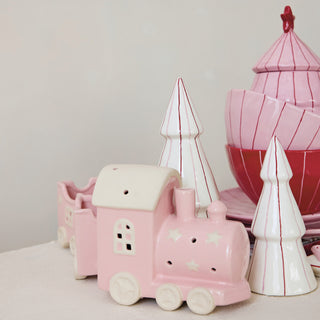 Pink Holiday Stoneware LED Train