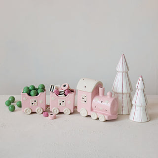 Pink Holiday Stoneware LED Train