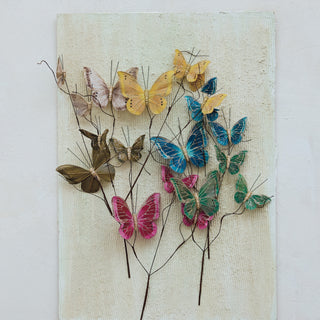 11.75" Faux Feather Butterfly Spray - Choose Color