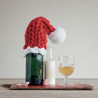 Knit Santa Hat Bottle Cover