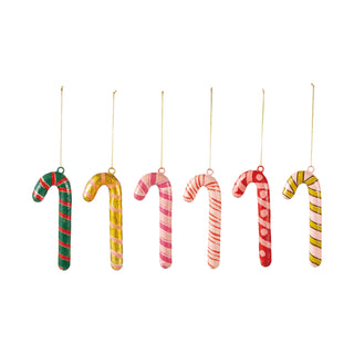 Metal & Paper Mache Candy Cane Ornament - Choose Color