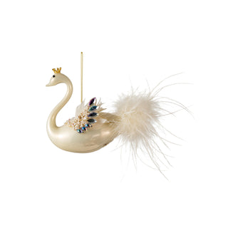 Hand-Painted Glass Swan Ornament
