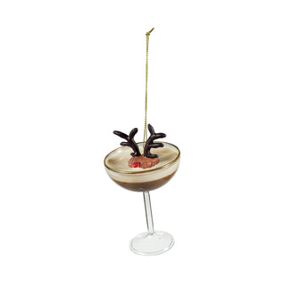 Glass Espresso Martini Ornament with Deer