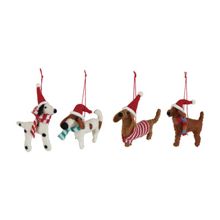 Wool Felt Dog Ornament in Festive Attire - Choose Style