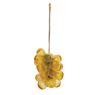 Hand-Blown Glass Cluster Ornament - Amber