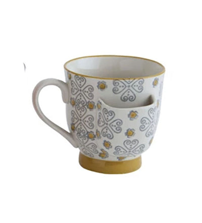 Hand Stamped Mug with Teabag Holder - Choose Color