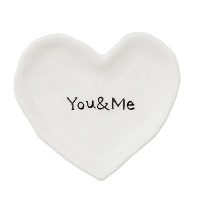 You and Me Ceramic Heart Trinket Dish