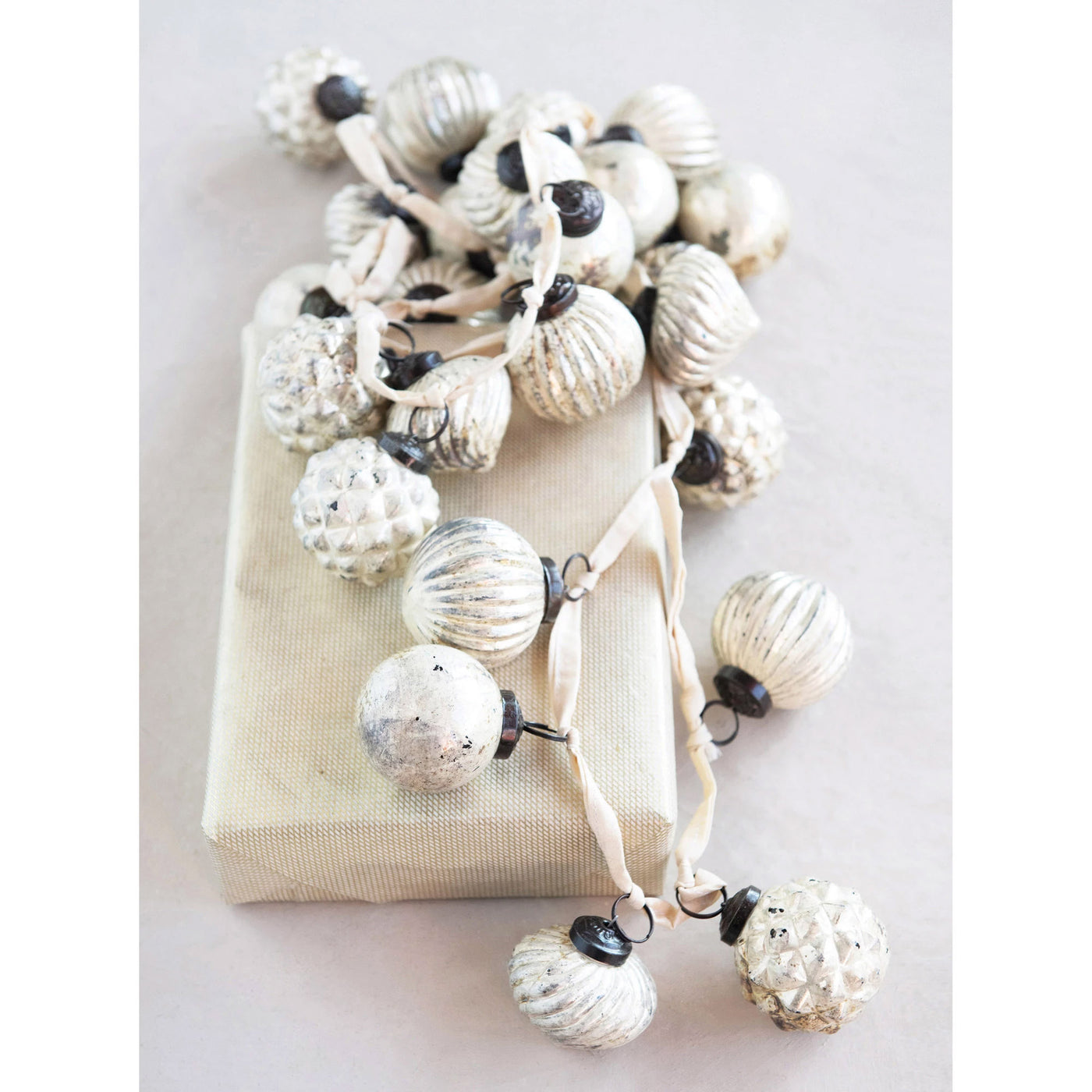 Ivory Mercury Glass Ornament Garland