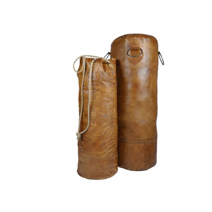 Retro Style Brown Leather Pugilist Punching Bag - Small
