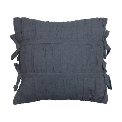 18" Blue Chambray Pillow with Ties