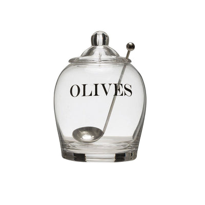 Glass Olive Jar and Spoon