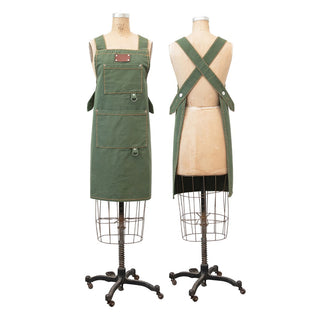 Cotton Canvas Cross Back Garden Apron - Green
