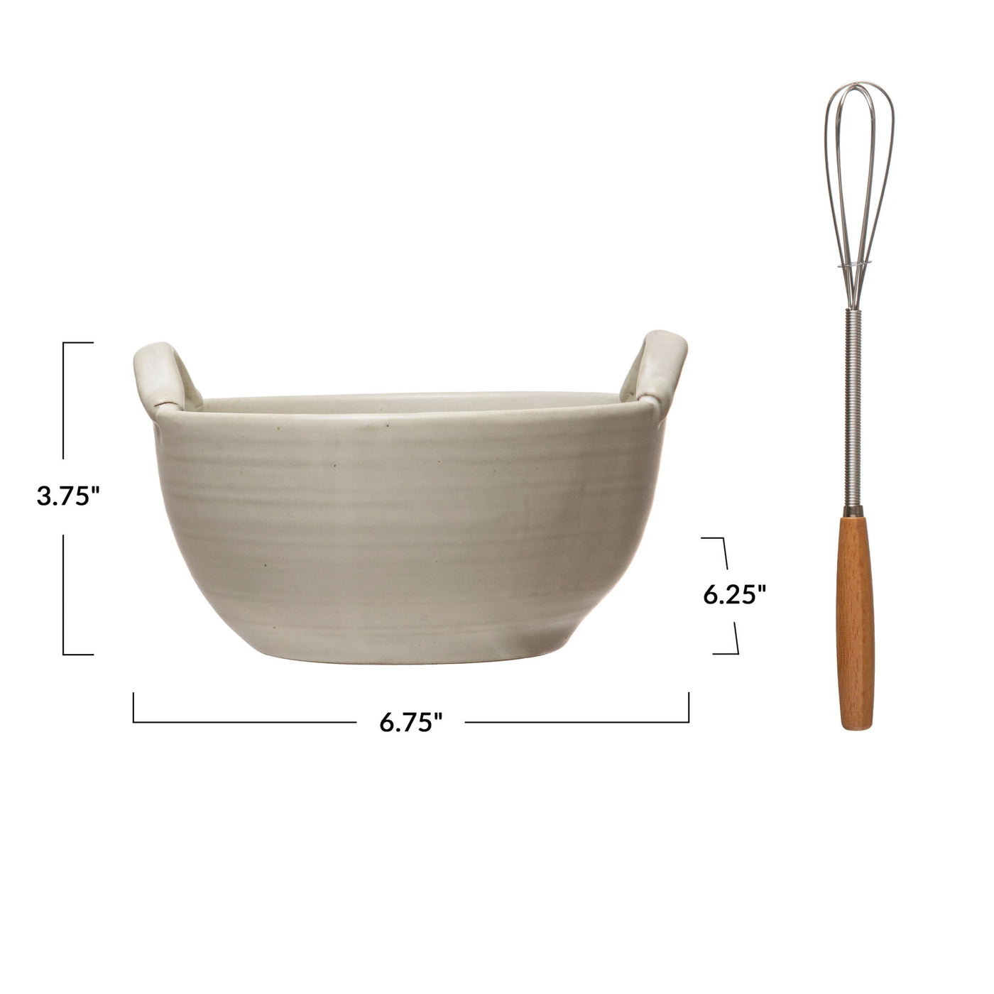 Stoneware Batter Bowl with Whisk