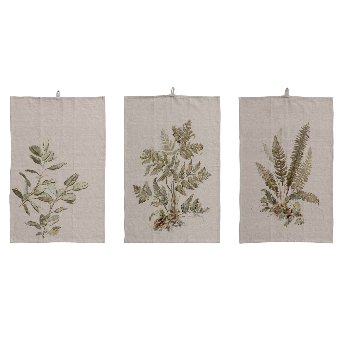 Set of 3 Botanical Linen Tea Towels
