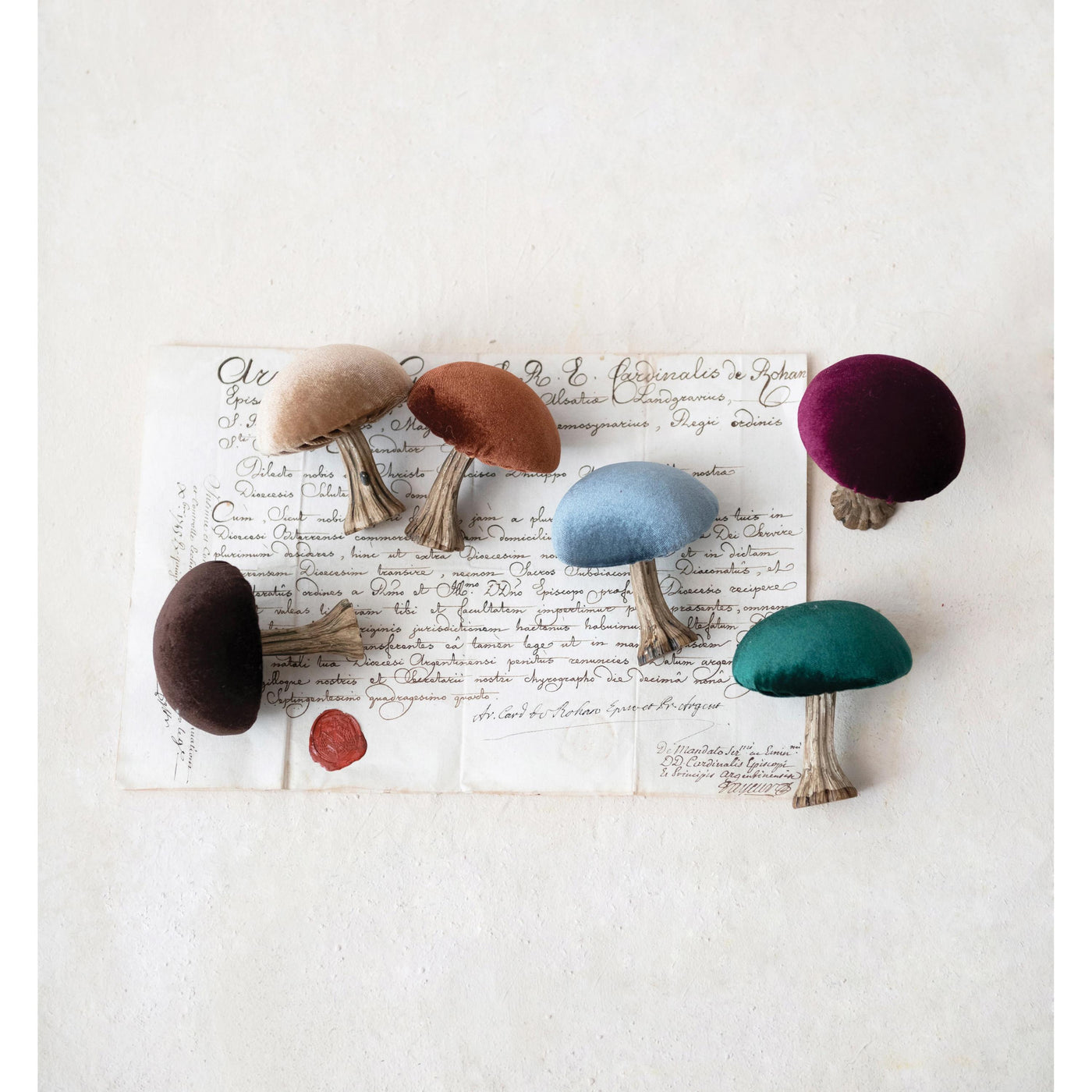 Jewel-Toned Velvet Topped Mushrooms - Choose Color