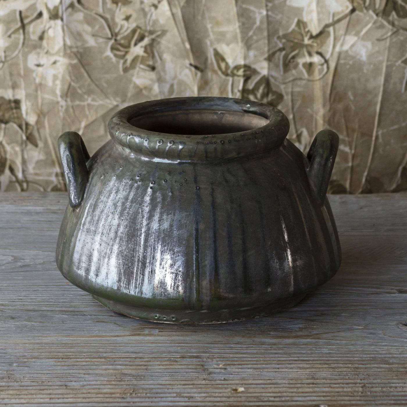 Tuscan Olive Dripped Glazed Vase