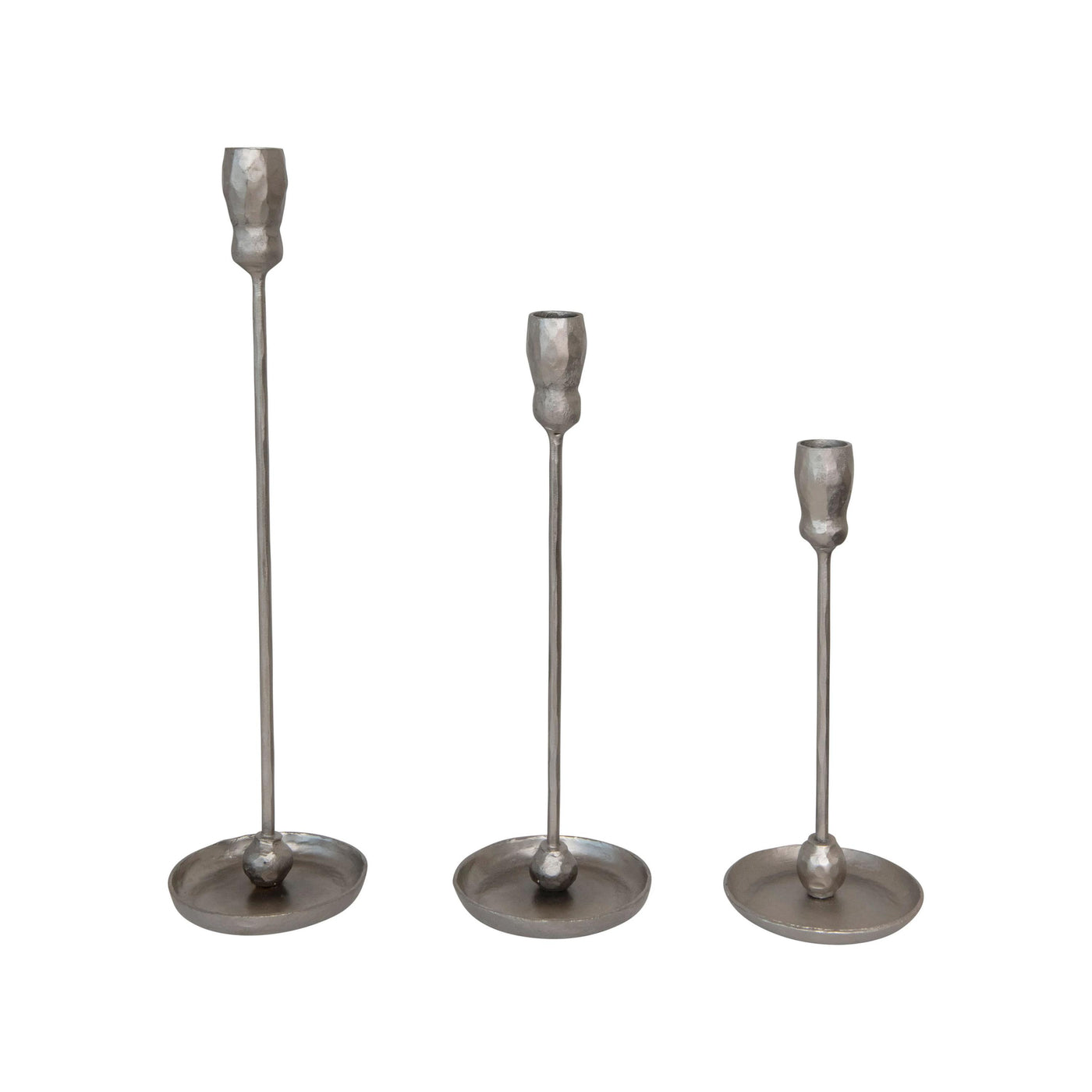Set of 3 Hand Forged Iron Taper Candle Holders