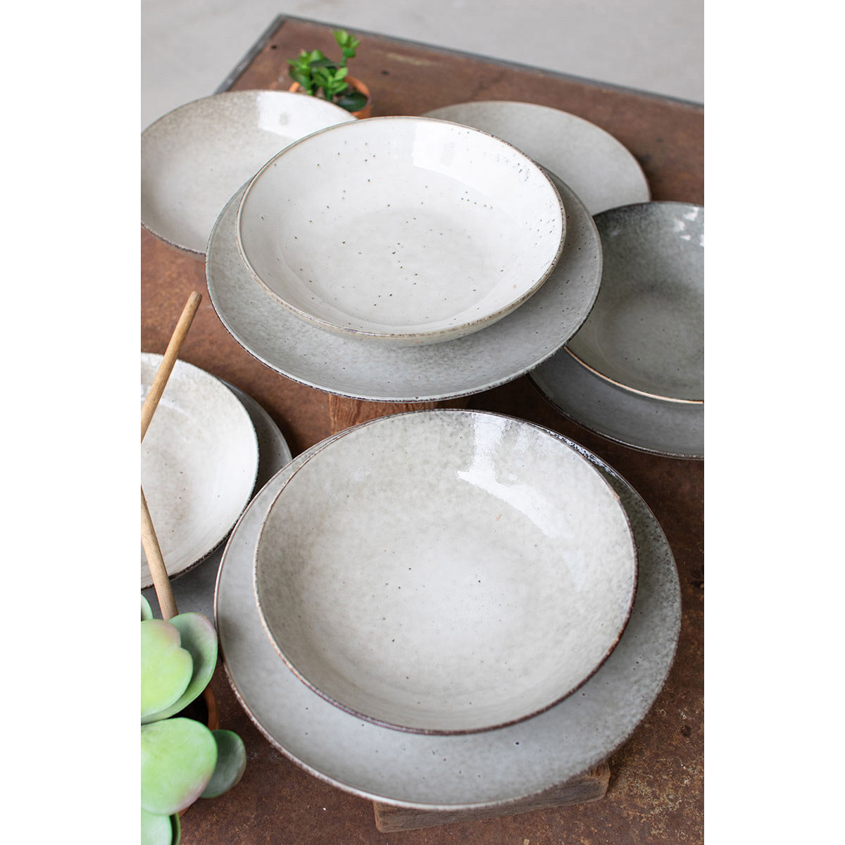 Oatmeal Ceramic Dinner Plate and Bowl - Set of 2