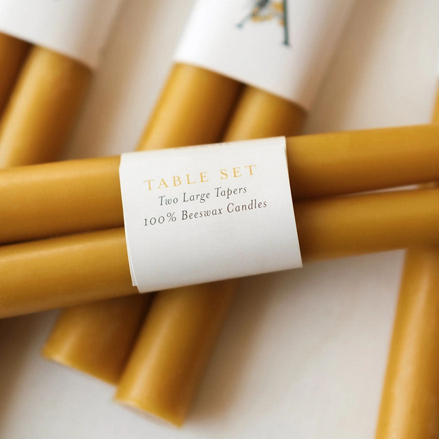 Set of 2 100% Pure Beeswax Tapers Candles
