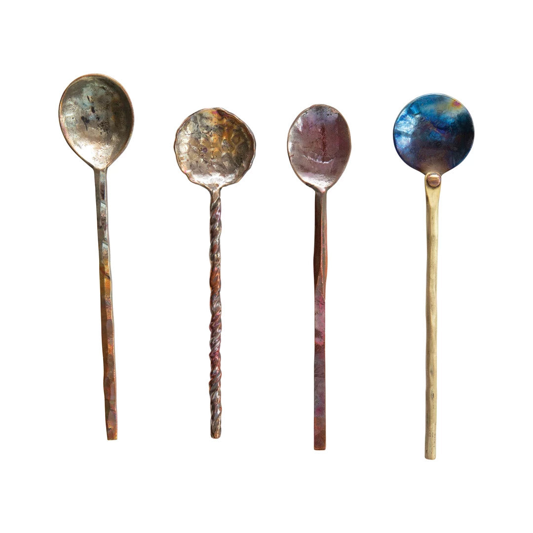 Set of 4 Hand Forged Copper Serving Spoons