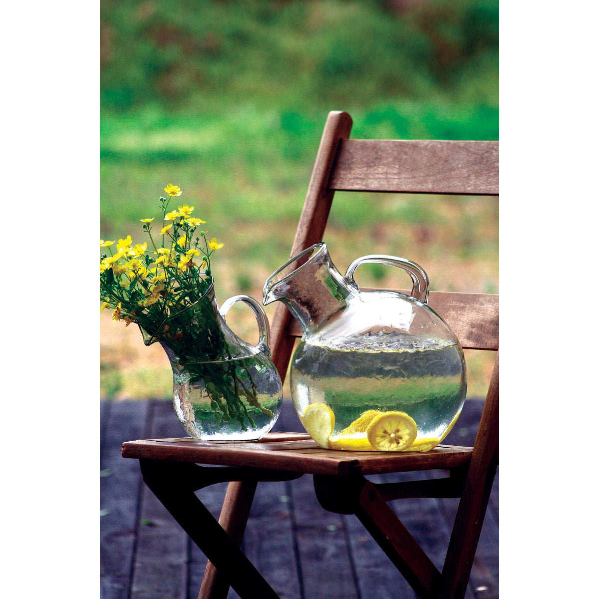 Round Glass Tilted Pitcher