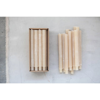 Set of 12 Unscented Powder Finished Taper Candles - Ivory