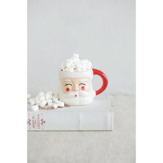 Hand Painted Stoneware Santa Mug