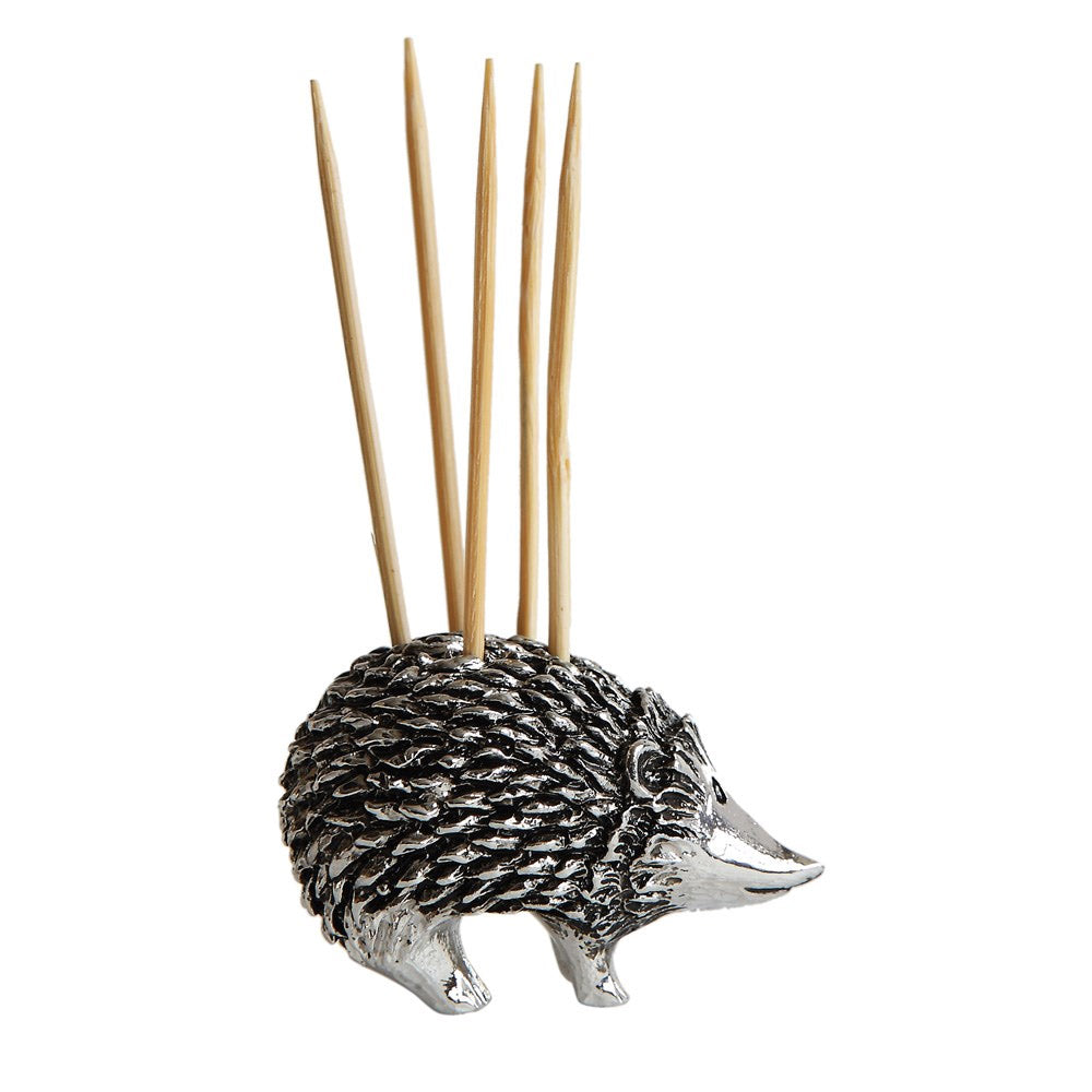 Pewter Hedgehog Toothpick Holder w- 5 Toothpicks - Backordered